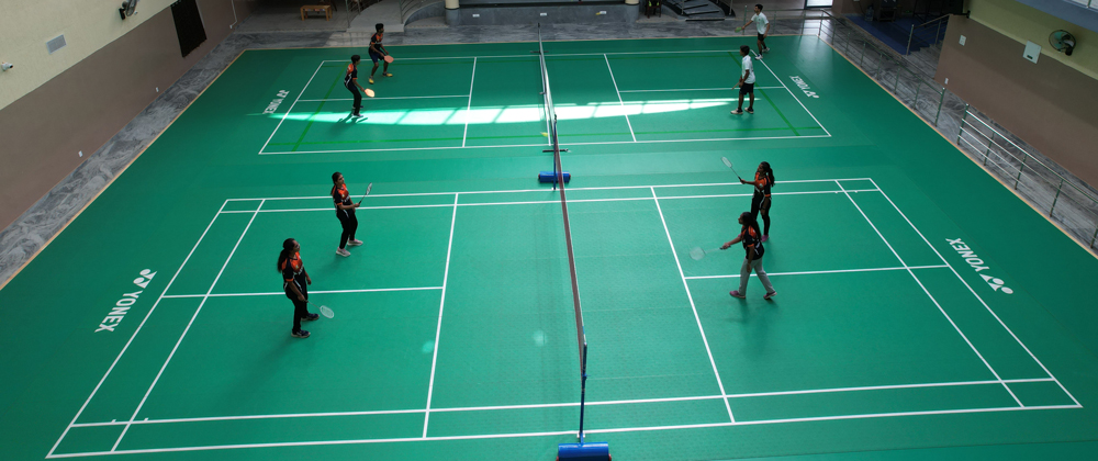Indoor badminton court